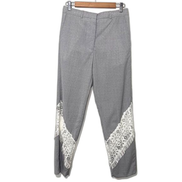 Golden Goose Deluxe Brand Venezia Lace Inset With Fringe Pant - Gray/Ivory S - Picture 1 of 9
